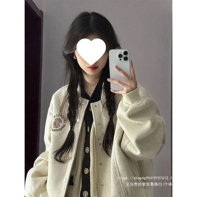 2026 Short Baseball Jacket for Women, Autumn/Winter, Loose Fit, Casual, Versatile, Thick Jacket
