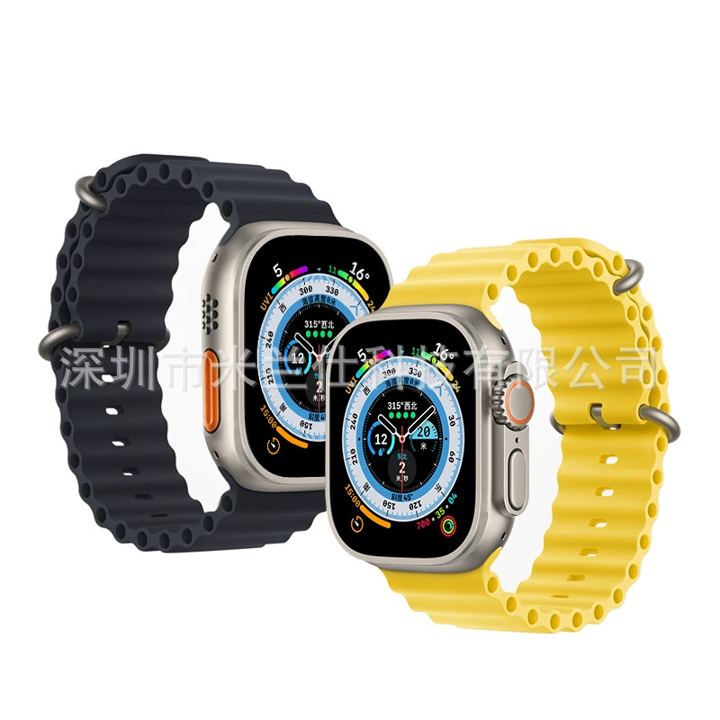 Подходит для Apple Watch iWatch 5/6/7/8/9/SE Ocean S9 двухзастёжечный Ultra2 силиконовый ремешок производитель