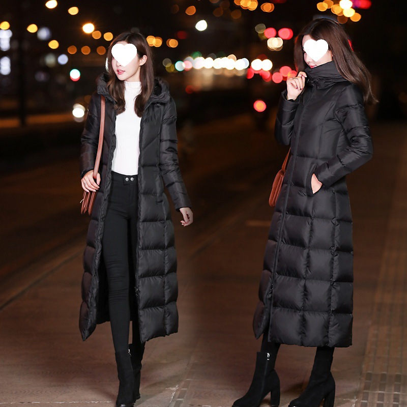 Winter Women's Clothing 2023 New Slim Fit Mid-Length Over-The-Knee Extra Long Korean Style Slim down Jacket Thickeneded Jacket Trendy