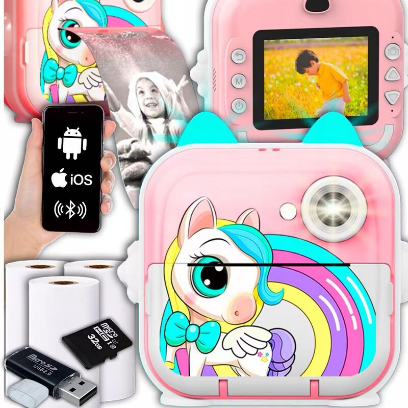 Cross-Border New Kidsren's Instant Camera Selfie Can Take Pictures and Videos, Printable App2.4 Cute Photo