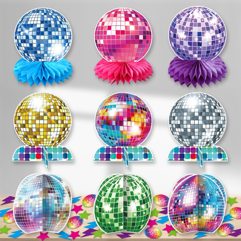 New Disco Theme Party Honeycomb Ornaments Retro 90S Birthday Party Desktop Decoration Fragments