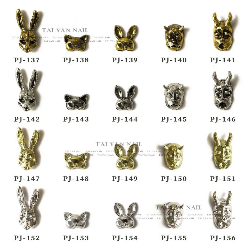 New Manicure Japanese Style Retro Alloy Rabbit Jewelry Metal Dark Style Kitten Devil Mask Nail Decoration Diamond