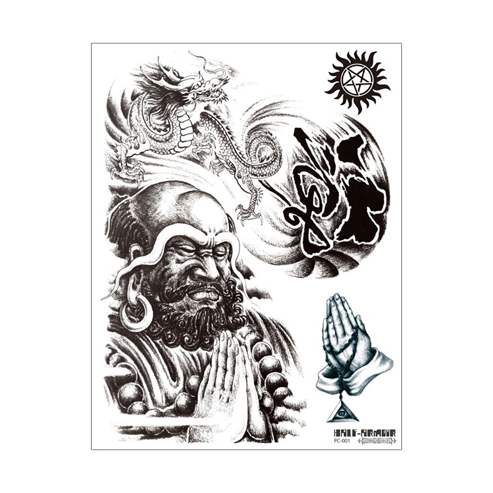 Ruika dragón tatuaje pegatinas impermeable hombres y mujeres sobre el hombro dragón pecho fresco de larga duración tatuaje pegatinas tatuaje