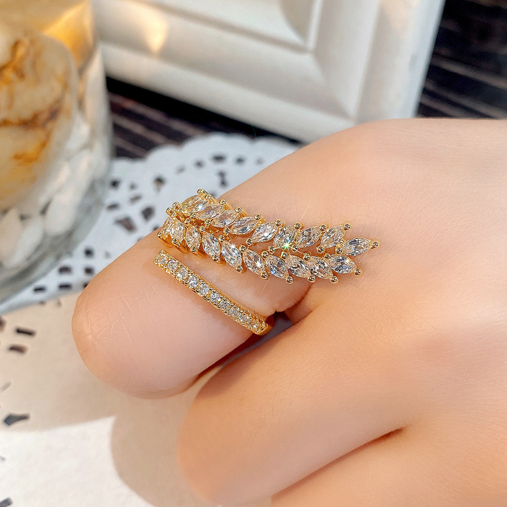 Lady Grain Copper Plating Zircon Women's Open Ring 1 Piece display picture 5