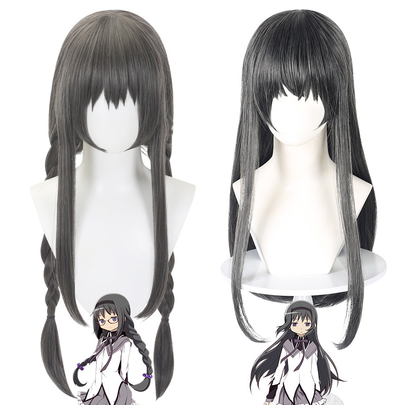 Cardcaptor Sakura: Magical Girl Madoka Magica Akemi Homura Cosplay Wig with Realistic Scalp, Long Straight Hair, Double Braids Wig Cardcaptor Sakura: Magical Girl Madoka Magica Akemi Homura Cosplay Wig with Realistic Scalp, Long Straight Hair, Double Braids Wig