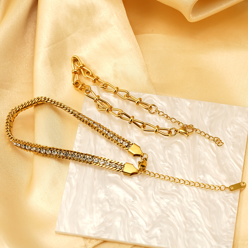 Estilo Simple Geométrico Acero Inoxidable 304 Chapados En Oro De 18K Acrílico Cascarón Circón Sin Cadena Pulsera Al Mayoreo display picture 7