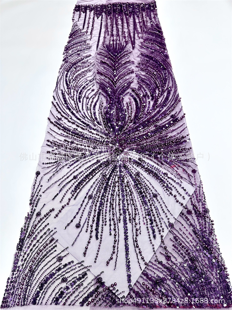 Vestido de boda estilo francés de moda cena festiva vestido de fiesta tela de encaje tela bordada