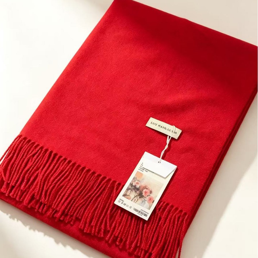 Autumn and Winter 300g Korean Style Solid Color Faux Cashmere Scarf for Women, Winter High-End Versatile Neck Warmer and Shawl