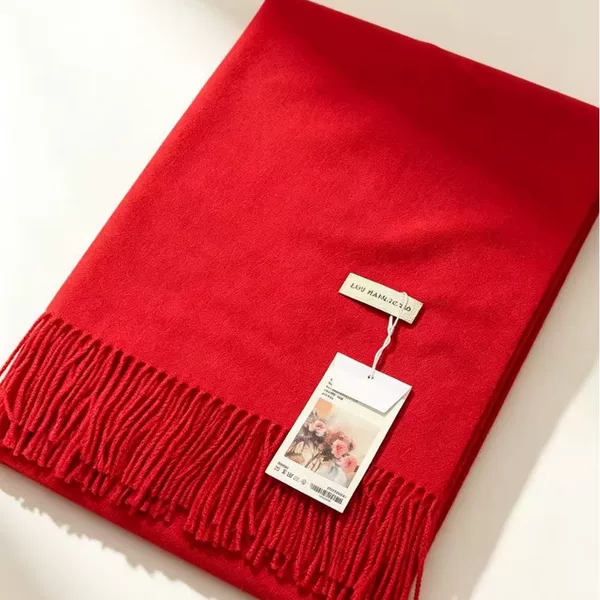 Autumn and Winter 300g Korean Style Solid Color Faux Cashmere Scarf for Women, Winter High-End Versatile Neck Warmer and Shawl