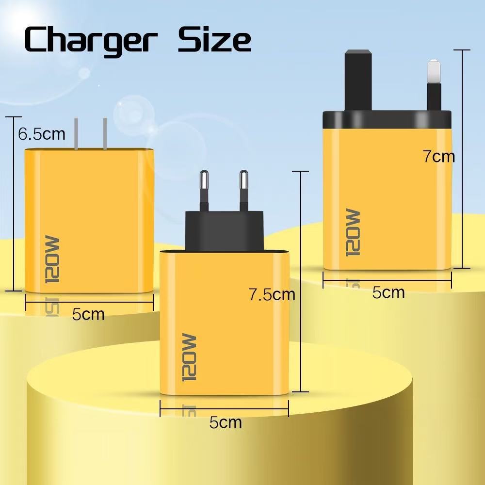 120W Dual PD + Dual USB Cargador multipuerto adecuado para Huawei Apple teléfono móvil estándar europeo EE.UU. cabeza de carga multipuerto