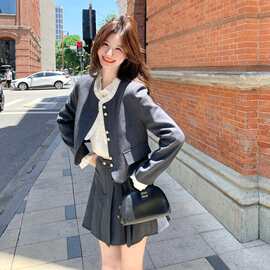 套装女两件套2025年新款春秋装减龄提升品质百褶短裙小香风套装潮