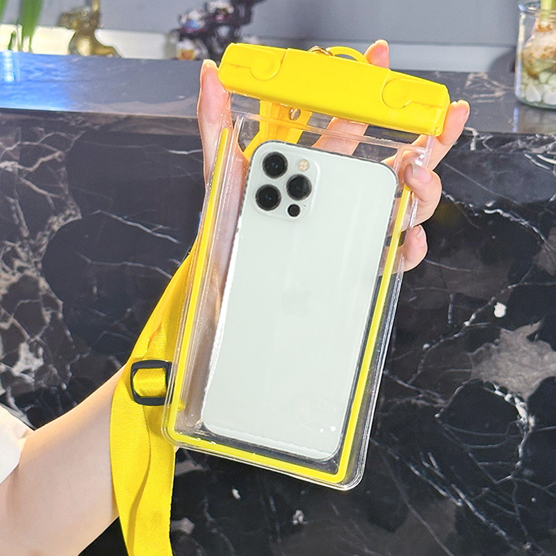 Teléfono móvil simple bolsa impermeable pantalla táctil al por mayor mensajero cuello colgante luminoso natación universal buceo cubierta protectora al aire libre