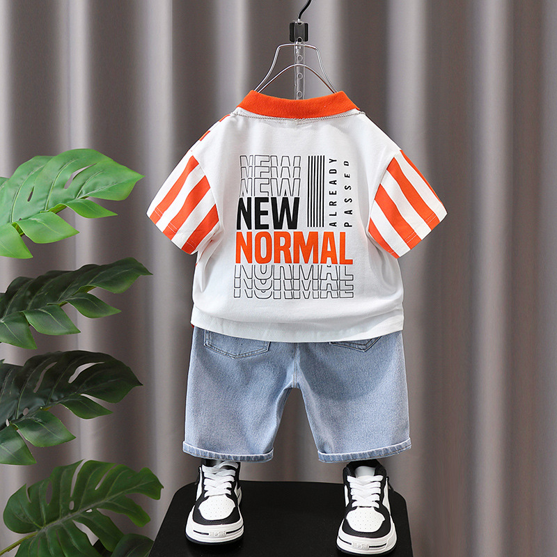 3371 ropa de los niños ropa de verano traje 2023 nuevo Polo verano estilo occidental niños guapo manga corta estilo coreano