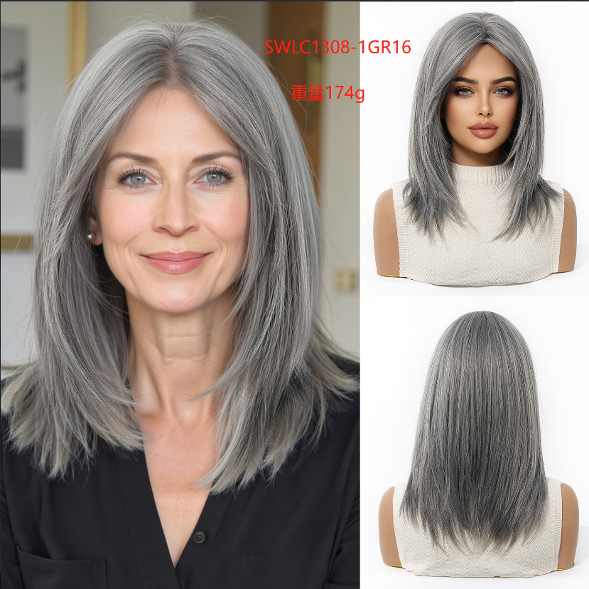 Peluca degradada dorada para mujer, peluca completa, cabello sintético de longitud media, estilo cosplay de Halloween.
