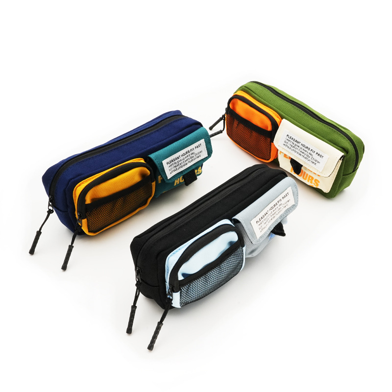 PU bolsas de bolígrafo impermeables para estudiantes de secundaria masculinos estilo coreano simple bolsas de papelería de tendencia deportiva