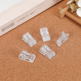 Acrylic Pp Clip Transparent Plastic Simple DIY Small Clip Half White Half Transparent with Tape Tape Pin Clip Customization