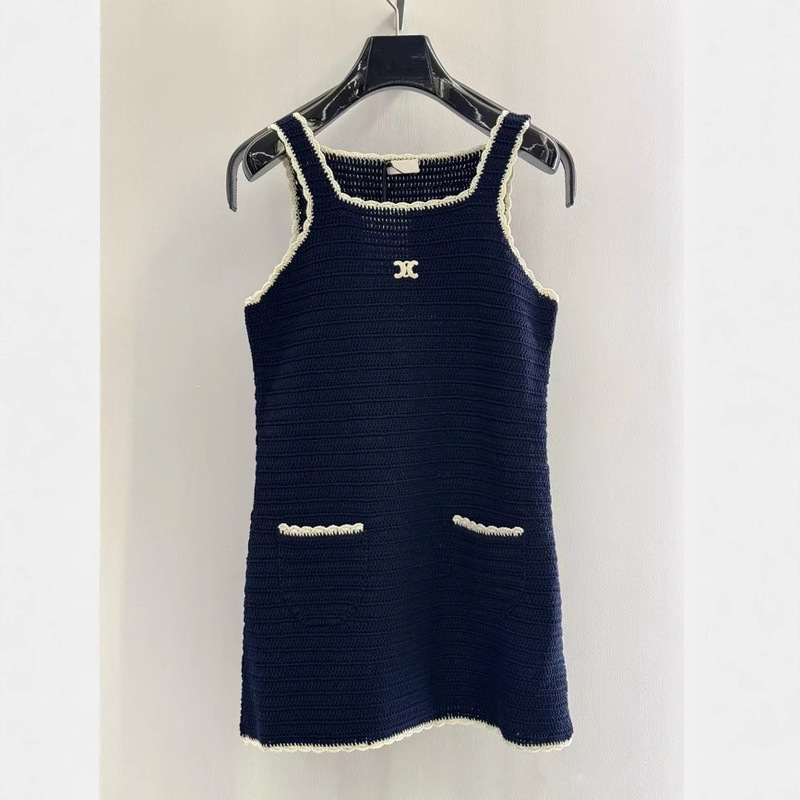 Nanyou Haute Couture 26 Summer Arc De Triomphe Logo Embroidered Lace Knit Tank Dress Straight Slimming Youthful Dress