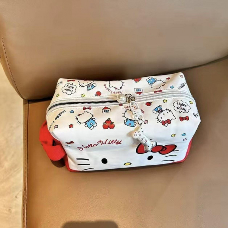 Helloikitty bolsa de maquillaje portátil de gran capacidad de viaje Sanrio almacena encantador nicho de dibujos animados en el viento