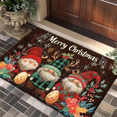 新しいクロスボーダークリスマスカーペット玄関マット室内装飾リビングルームサンタクロースフロアマット赤い玄関マット