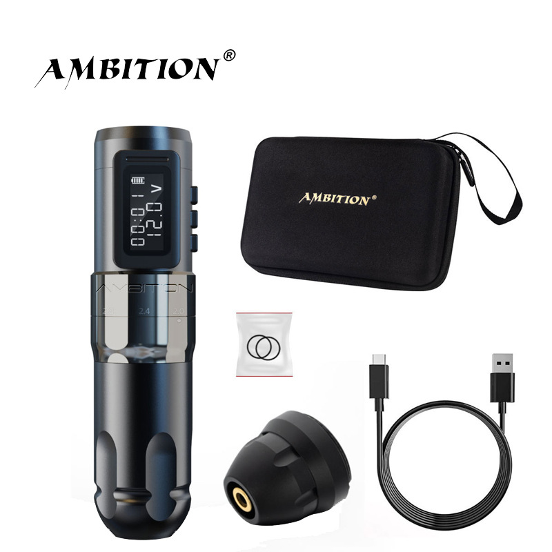 Ambición nueva bisheng carrera ajustable recargable tatuaje pluma portátil equipo herramienta