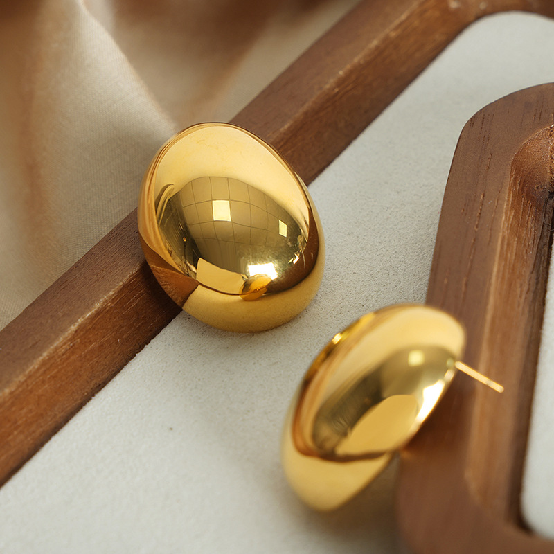 Pendientes elegantes Maillard con forma de concha de caracol, geométricos, de acero titanio, oro de 18 quilates, ligeros, de lujo, que no se decoloran, para mujer