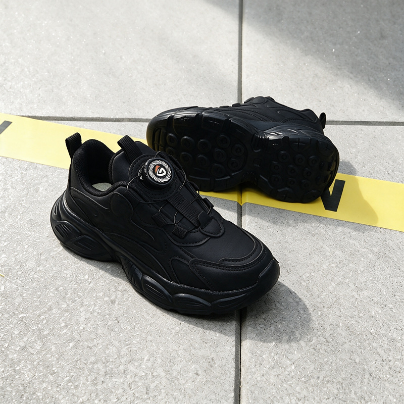 5 - 10 zapatos negros de cuero de otoño para niñas, niños, niños, zapatos deportivos para niños mayores, zapatos de correr ligeros