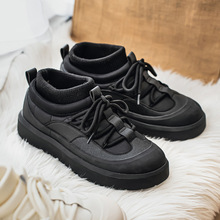 3878秋冬加绒小众黑武士雪地冬季情侣加绒板鞋男女靴东北低帮棉鞋