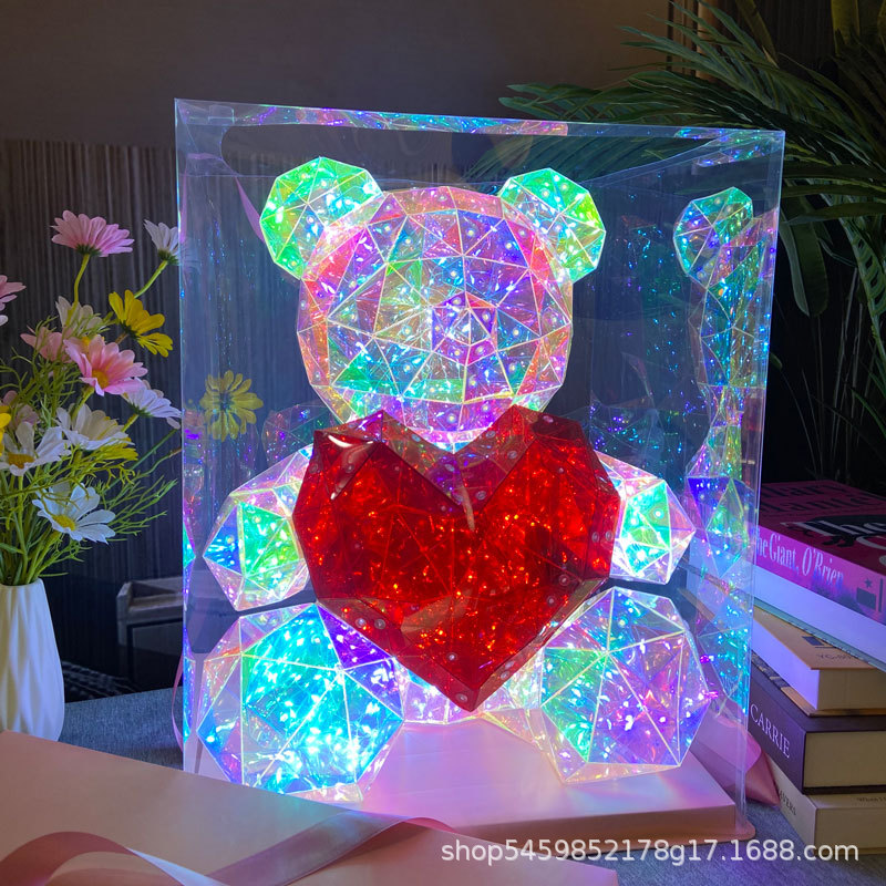 Regalo de cumpleaños para niñas creativo colorido luminoso oso muñeca conejo 520 regalo del Día San Valentín