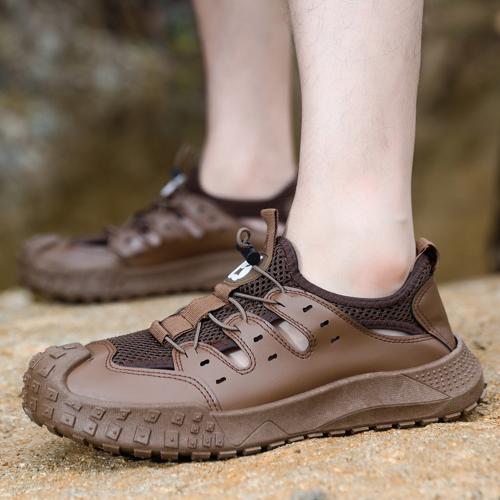 Nuevas sandalias de verano de tamaño grande, moda casuales, zapatos de playa deportivos transpirables y cómodos, zapatos de hombre con suela suave