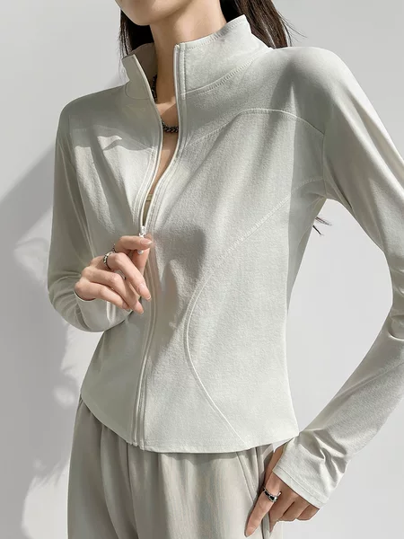 1901 Small Stand-Up Collar Sun Protection Clothing for Women in Spring and Summer, Thin, Anti-Uv, Slim-Fitting, Breathable Sun Protection Clothing, Outdoor Tops