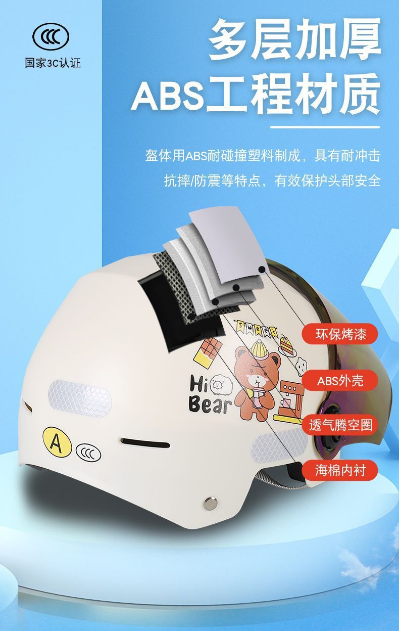 3C Certified Electric Motorcycle Helmet - Breathable Sunscreen Half Helmet