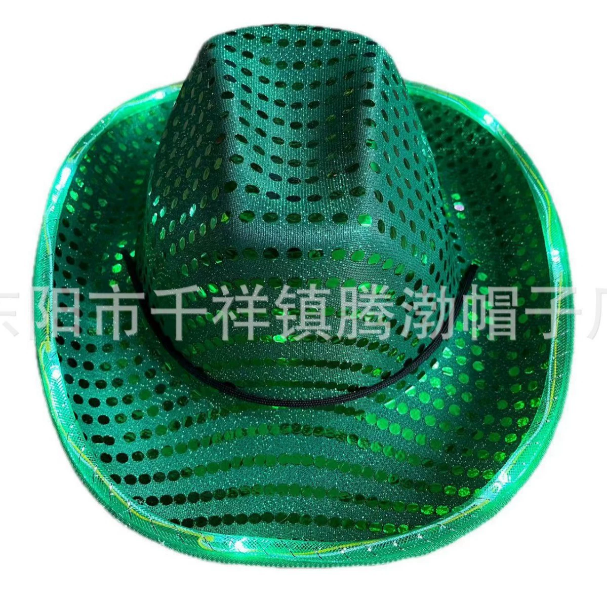 Factory direct LED sequins glowing western denim hat Halloween performance hat jazz hat colorful denim hat