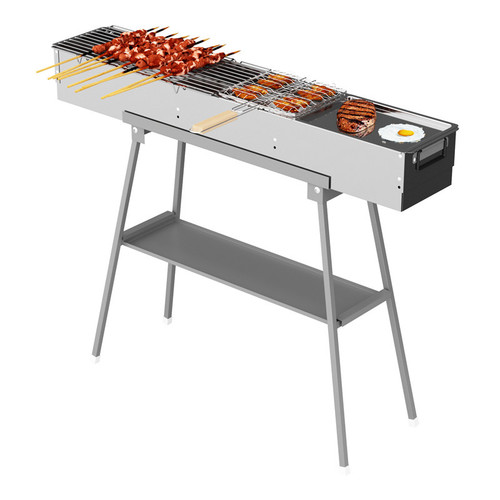 Butterfly BBQ 430 magnetic stainless steel thickened household large size charcoal barbecue grill 100 long 18 inner width