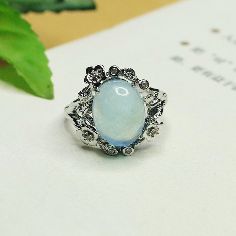 Ai Yu Natural Aquamarine Ring Blue Gemstone Crystal Ring Jewelry Factory Wholesale Dropshipping S4042204