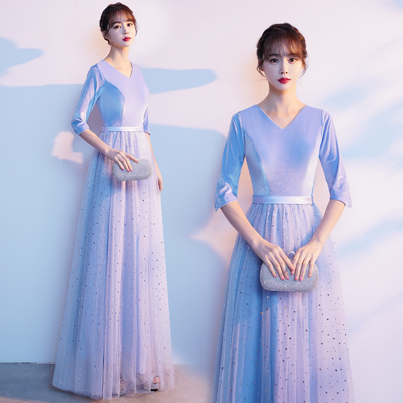 大合唱演出服女长裙气质2025新款主持指挥服装集体比赛合唱团礼服