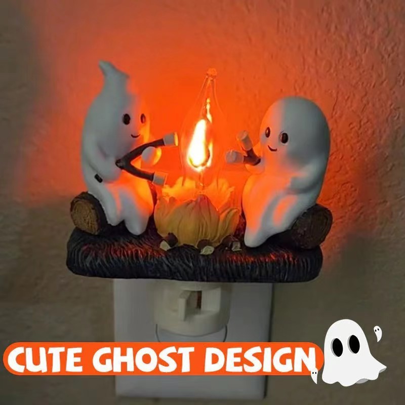 跨境新品2024 Ghost Campfire Flickering Nightlight万圣节夜灯|undefined