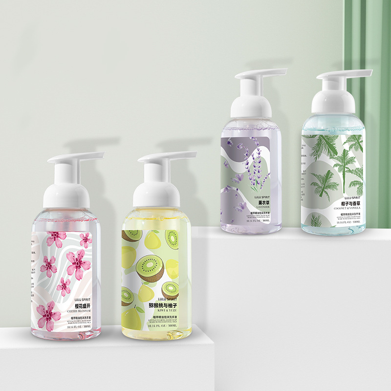 Large Bottle of Press Hand Foam Cleaning Liquid Hotel B&B Household Wholesale 300ml Fruit Scented Hand Sanitizer