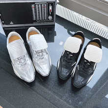 真皮老爹鞋女2025春季新款尖头百搭时尚运动鞋女休闲厚底鞋女鞋潮