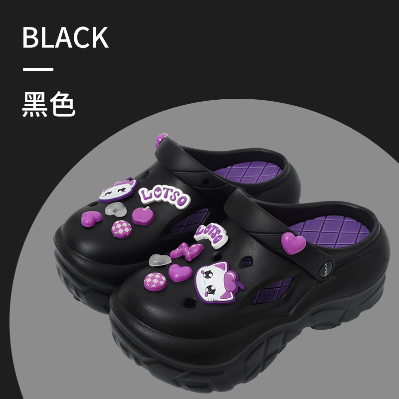 Nuevos zapatos de agujero de fondo de bizcocho de moda, suela gruesa de mujer, aumento de malla antideslizante, lindas sandalias y zapatillas de playa, verano