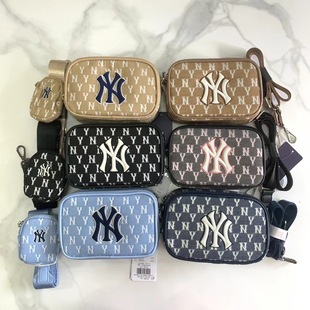 Korean Mlb Yankees Crossbody Camera Bag Ny Unisex Couple's Same Style Small Square Shoulder Bag with Embroidery Design
