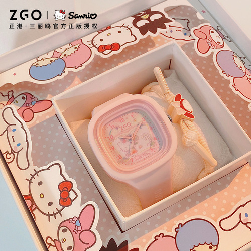 Zhenggang Sanrio co-branded Jade Dog children's watch for schoolgirls and girls cartoon luminous waterproof silicone quartz watch