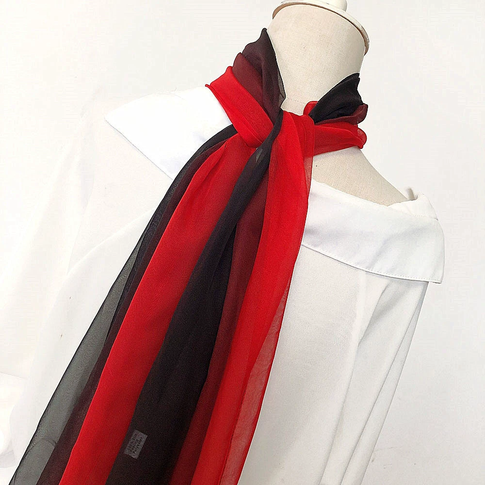 Gradient chiffon long scarf, soft drape stole, 180×70 cm, lightweight