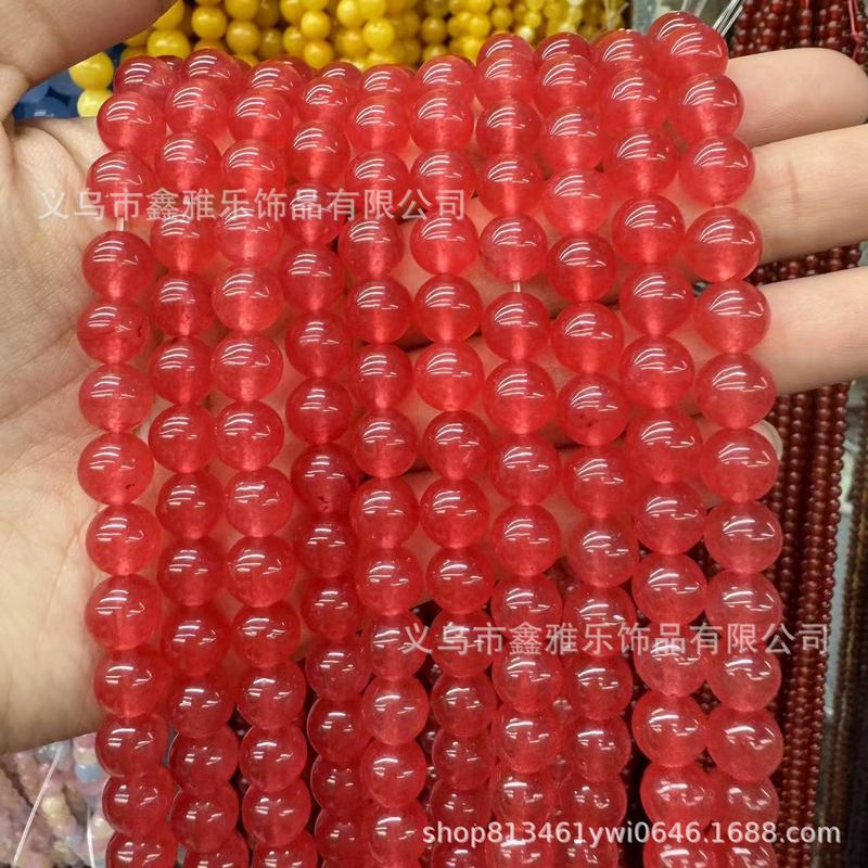 厂家直供彩色玉髓晴水和田玉髓散珠子蓝水翡翠圆珠diy配件半成品|undefined