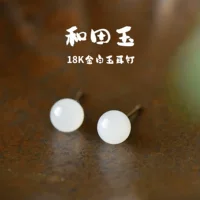 Оптовая продажа с фабрики натуральные серьги Hetian Jade 18-каратные золотые серьги Hewa Tian Jade