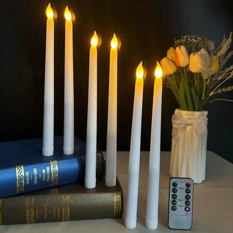 Искусственная светодиодная электронная свеча Amazon для Рождества, свадебная, с пультом ДУ, белая, на длинной ножке, бездымная