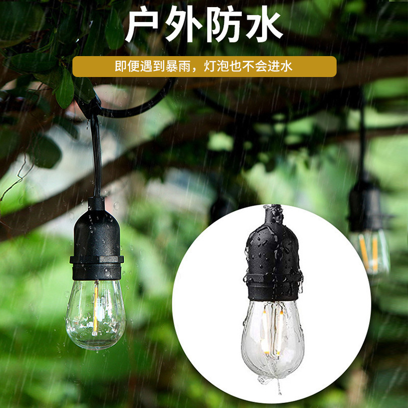 Outdoor S14 Led String Lights Christmas Decorations Balcony Outdoor Courtyard Canopy Camping Atmosphere Lights Tent Festival Cross-Border