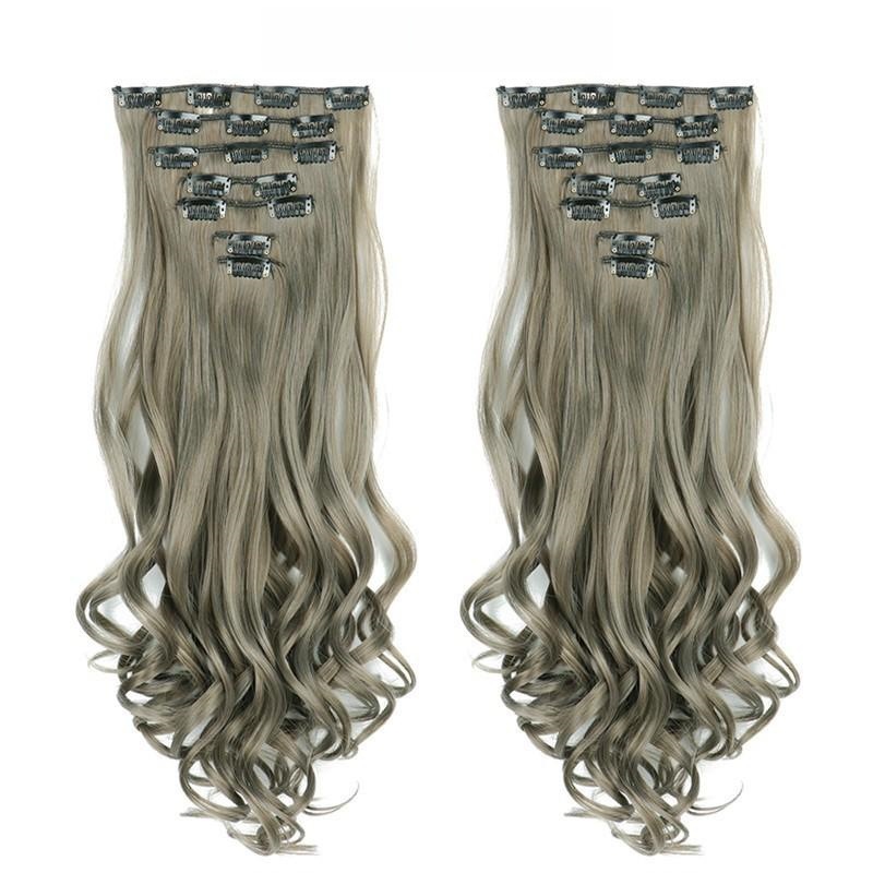 Extensión de Cabello Rizado con Clips BB Set de 7 de Fibra Térmica, Invisible, para Mujeres