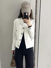 韩系设计感白色圆领小香风短外套女秋季时尚简约百搭休闲开衫上衣