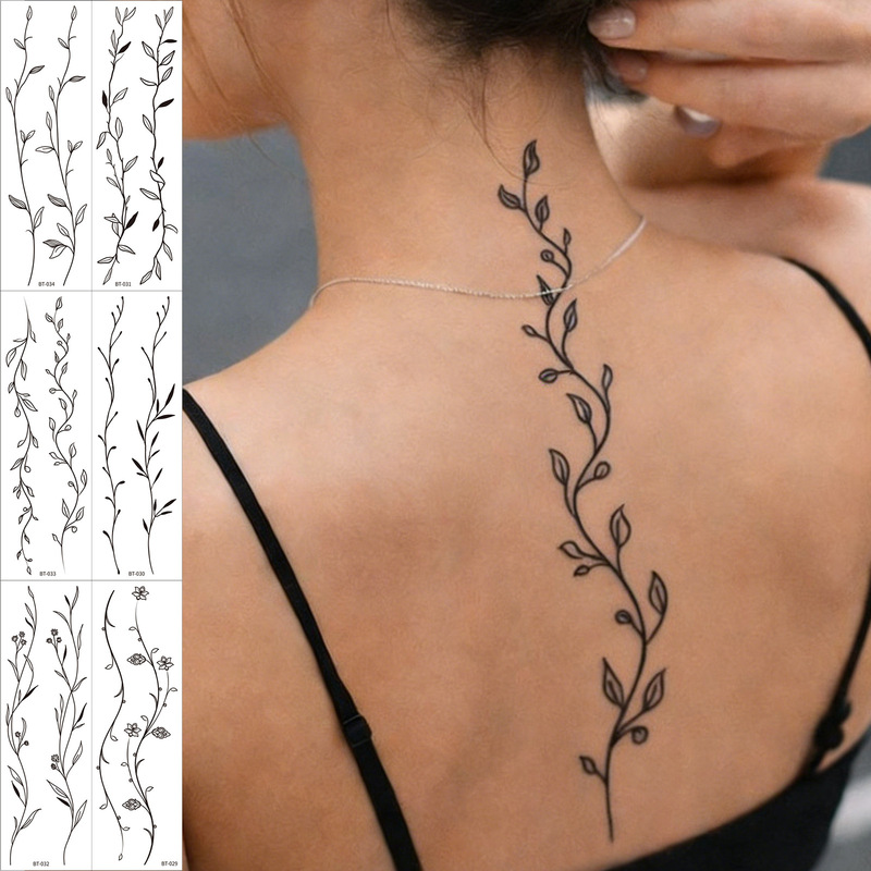Plain Color Vine Flower Tattoo Stickers with a High-End Feel, Suitable for Clavicle and Arm Scar Cover, Fresh and Temporary Waterproof Stickers Tattoo