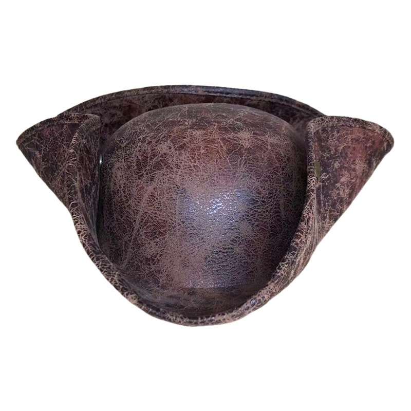 Halloween Imitation Leather Pirate Hat Coplay Masquerade Props Dress Up Caribbean Pirate Hat Triangle Hat